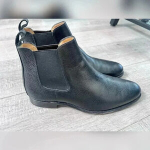 TAFT Black Leather Chelsea Pull On Ankle Boots Handcrafted In Spain Size 10
